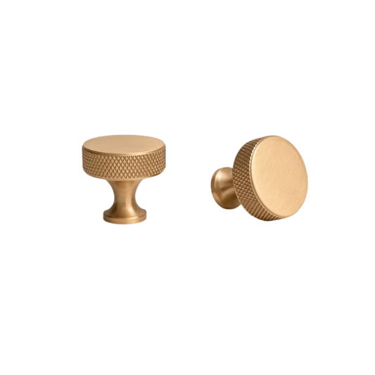 Knurled Round Knob — Brushed Gold
